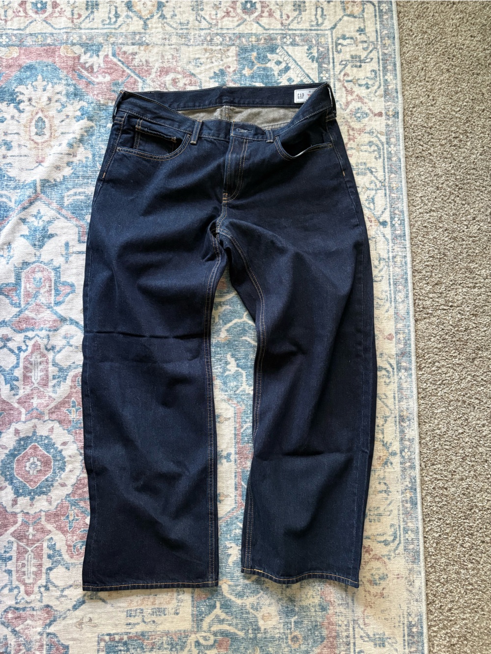 GAP x Hailey Bieber Low Rise Loose, Dark Indigo, size 31